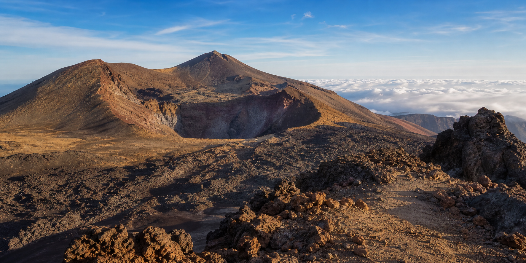 Pico Viejo volcanic landscape and lava fields