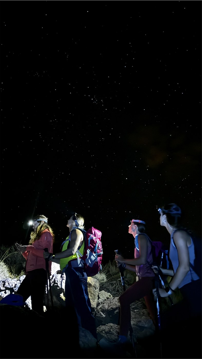 Night ascent on Mount Teide under the stars