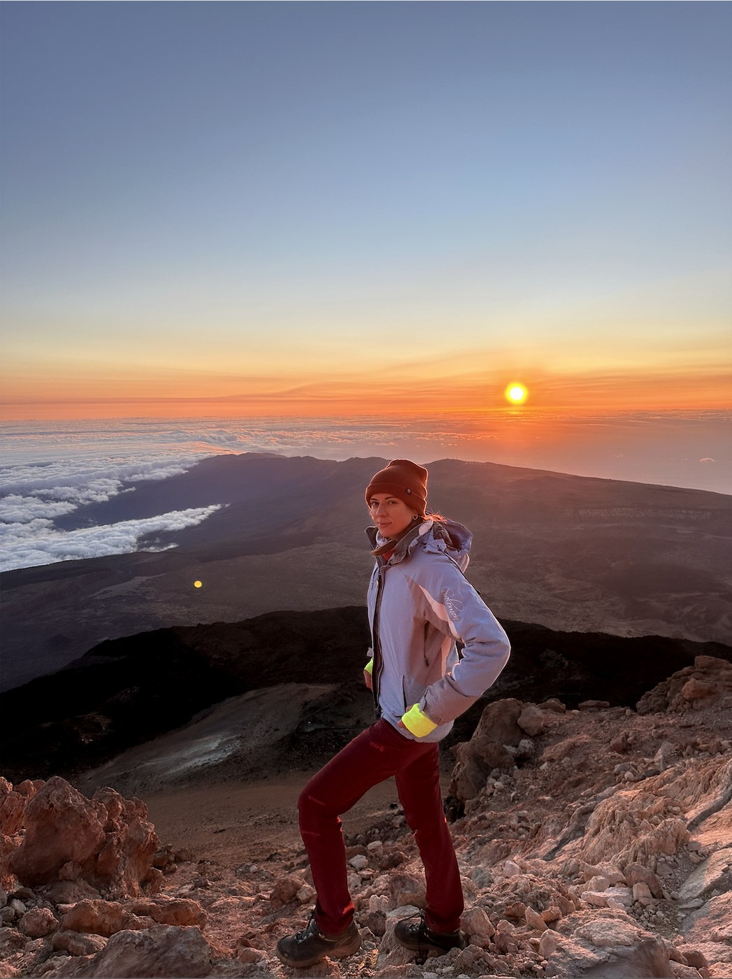Sunrise above the clouds during the Teide ascent